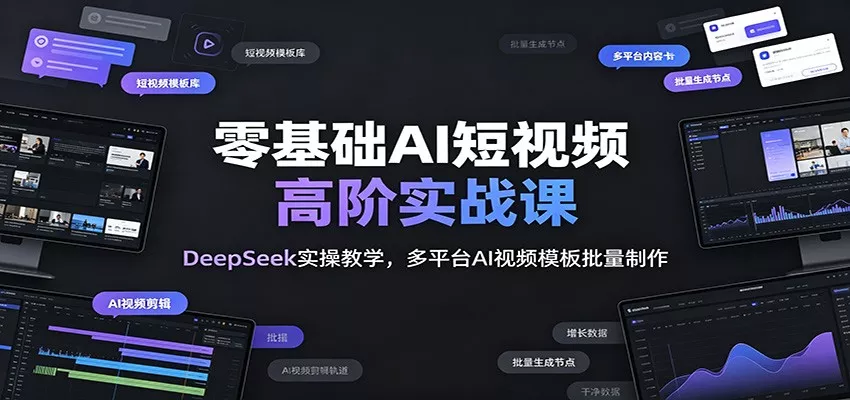 零基础AI短视频高阶实战课：DeepSeek实操教学，多平台AI视频模板批量制作-心思维创富网_网上创业教程_网络创业项目