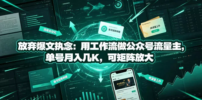 放弃爆文执念：用工作流做公众号流量主，单号月入几K，可矩阵放大-心思维创富网_网上创业教程_网络创业项目