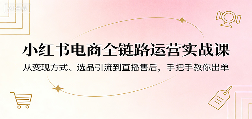 小红书电商全链路运营实战课：从变现方式、选品引流到直播售后，手把手教你出单-心思维创富网_网上创业教程_网络创业项目