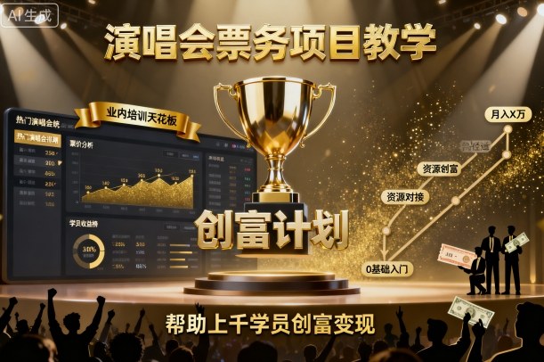 演唱会票务项目教学，业内培训天花板，帮助上千学员创富变现(更新)-心思维创富网_网上创业教程_网络创业项目