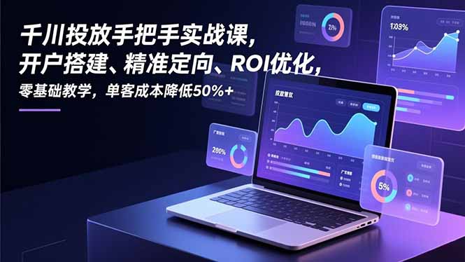 千川投放手把手实战课，开户搭建、精准定向、ROI优化，零基础教学，单客成本降低50%+-心思维创富网_网上创业教程_网络创业项目