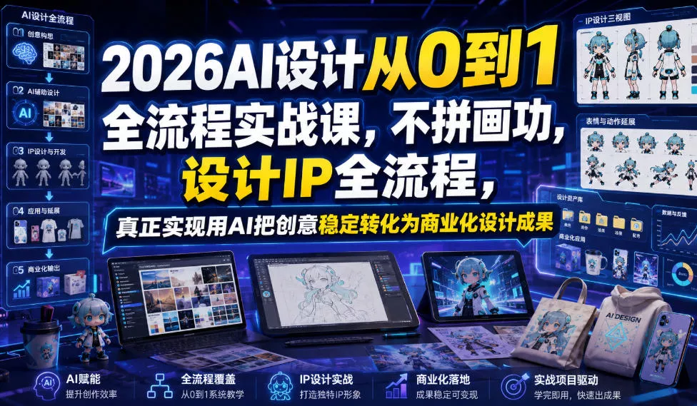 2026AI设计从0到1全流程实战课，不拼画功，设计IP全流程，真正实现用AI把创意稳定转化为商业化设计成果-心思维创富网_网上创业教程_网络创业项目