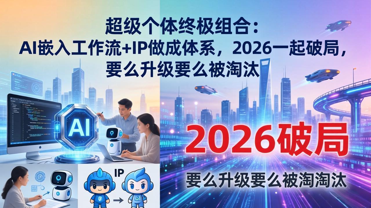 超级个体终极组合：AI嵌入工作流+IP做成体系，2026一起破局，要么升级要么被淘汰-心思维创富网_网上创业教程_网络创业项目
