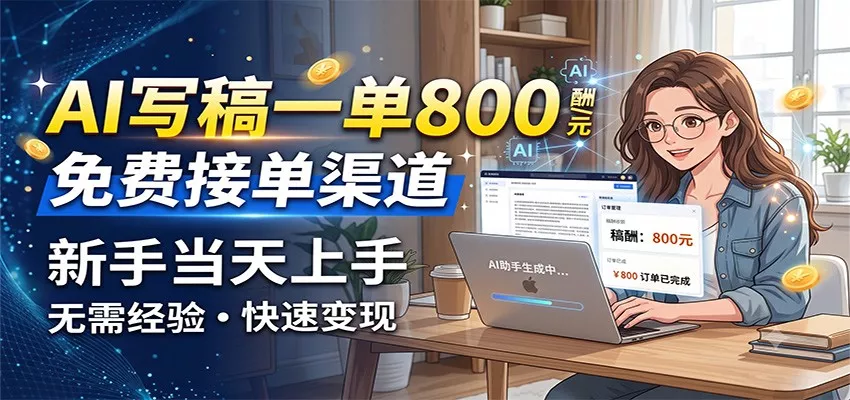 AI写稿一单800，免费接单渠道，一单一结几十到上千，新手当天上手-心思维创富网_网上创业教程_网络创业项目