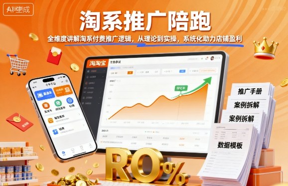淘系推广陪跑，全维度讲解淘系付费推广逻辑，从理论到实操，系统化助力店铺盈利-心思维创富网_网上创业教程_网络创业项目