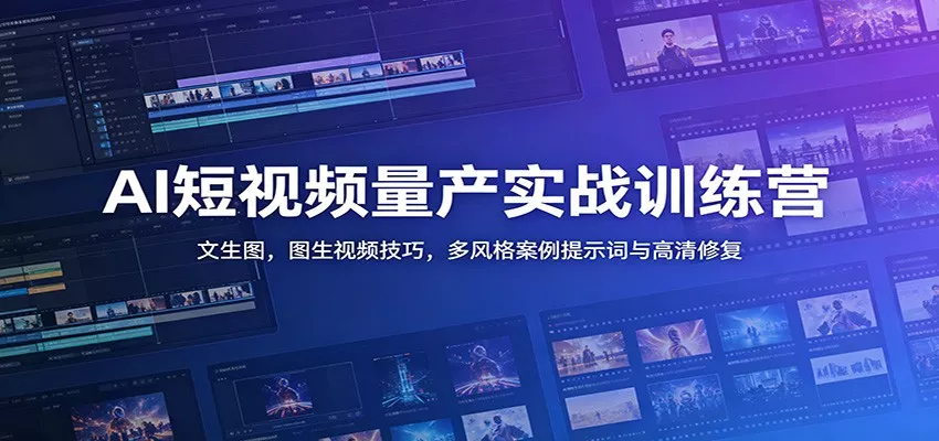 AI短视频量产实战训练营：文生图，图生视频技巧，多风格案例提示词与高清修复-心思维创富网_网上创业教程_网络创业项目