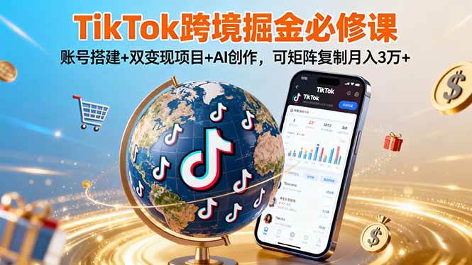（16003期）TikTo跨境掘金必修课，账号搭建+双变现项目+AI创作，可矩阵复制月入3万+-心思维创富网_网上创业教程_网络创业项目