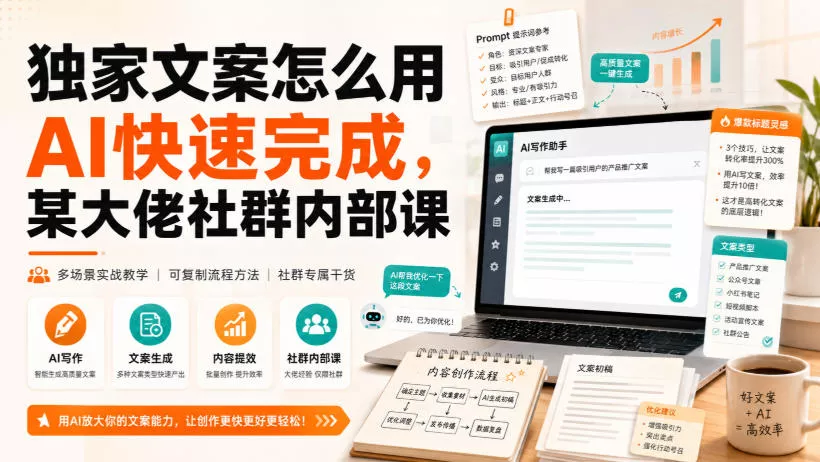 独家文案怎么用AI快速完成，某大佬社群内部课-心思维创富网_网上创业教程_网络创业项目
