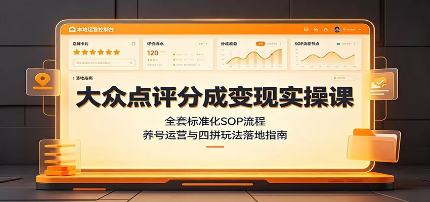 大众点评分成变现实操课：全套标准化SOP流程，养号运营与四拼玩法落地指南-心思维创富网_网上创业教程_网络创业项目