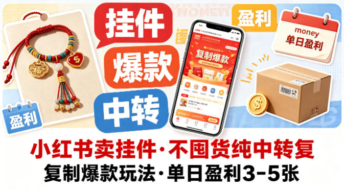 小红书卖挂件，不囤货纯中转复制爆款玩法，单日盈利3-5张-心思维创富网_网上创业教程_网络创业项目