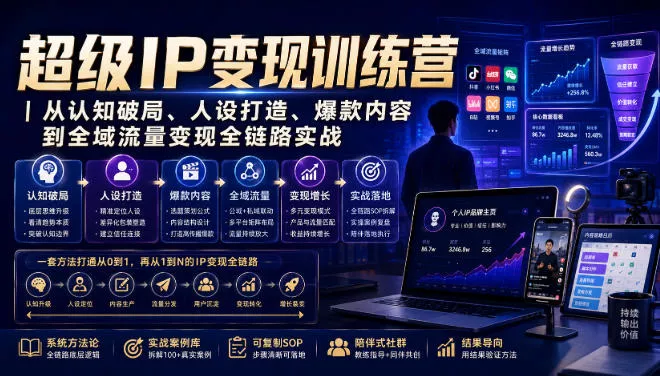 超级IP变现训练营｜从认知破局、人设打造、爆款内容到全域流量变现全链路实战-心思维创富网_网上创业教程_网络创业项目