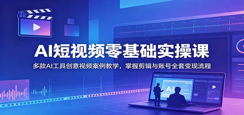 AI短视频零基础实操课：多款AI工具创意视频案例教学，掌握剪辑与账号全套变现流程-心思维创富网_网上创业教程_网络创业项目