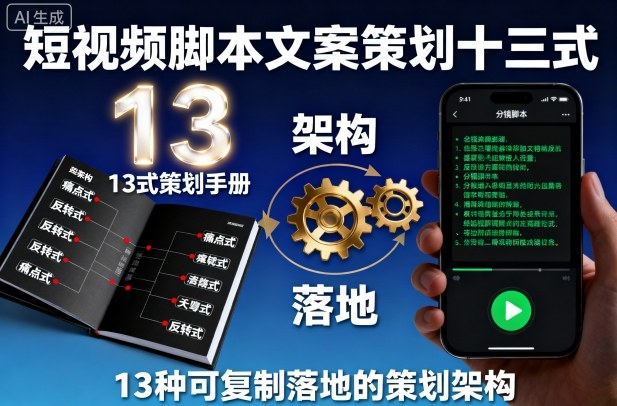 短视频脚本文案策划十三式，13种可复制落地的策划架构-心思维创富网_网上创业教程_网络创业项目