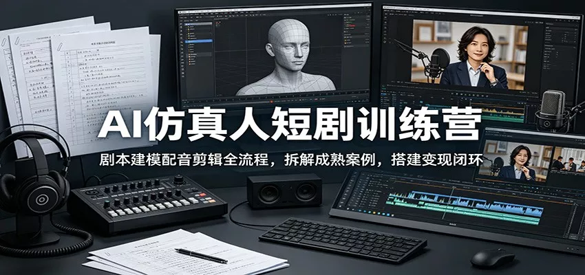 AI仿真人短剧训练营：剧本建模配音剪辑全流程，拆解成熟案例，搭建变现闭环-心思维创富网_网上创业教程_网络创业项目