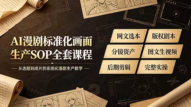AI漫剧标准化画面生产SOP全套课程，网文选本版权剧本分镜资产全覆盖，图文生视频后期剪辑完整实操教学-心思维创富网_网上创业教程_网络创业项目