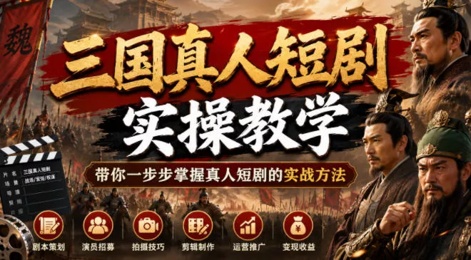 三国真人短剧实操教学，带你一步步掌握真人短剧的实战方法-心思维创富网_网上创业教程_网络创业项目