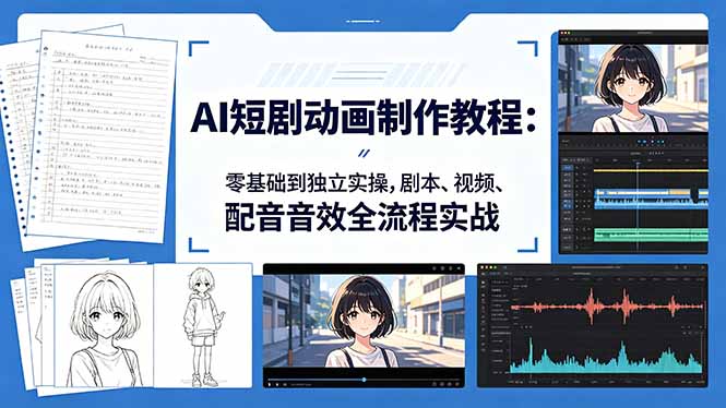 AI短剧动画制作教程：零基础到独立实操，剧本、视频、配音音效全流程实战-心思维创富网_网上创业教程_网络创业项目