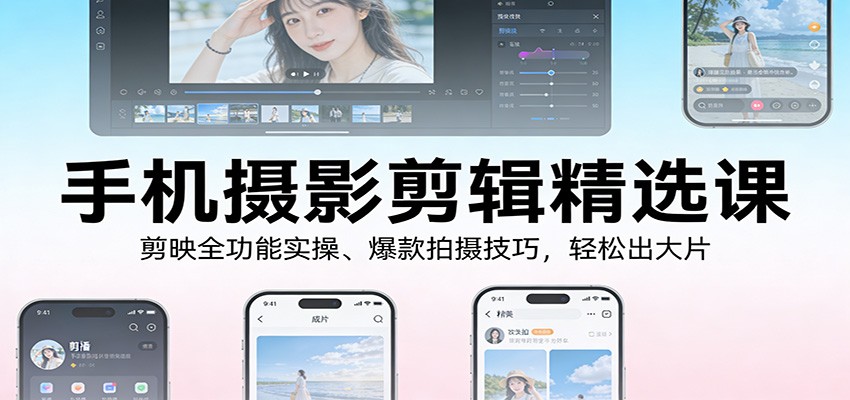 手机摄影剪辑精选课：剪映全功能实操、爆款拍摄技巧，轻松出大片-心思维创富网_网上创业教程_网络创业项目