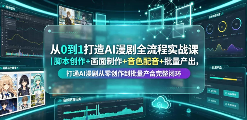 从0到1打造AI漫剧全流程实战课｜脚本创作+画面制作+音色配音+批量产出，打通AI漫剧从零创作到批量量产完整闭环-心思维创富网_网上创业教程_网络创业项目