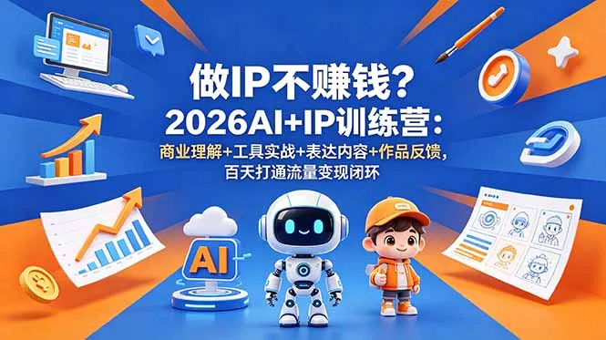 做IP不赚钱？2026AI+IP训练营：商业理解+工具实战+表达内容+作品反馈，百天打通流量变现闭环-心思维创富网_网上创业教程_网络创业项目