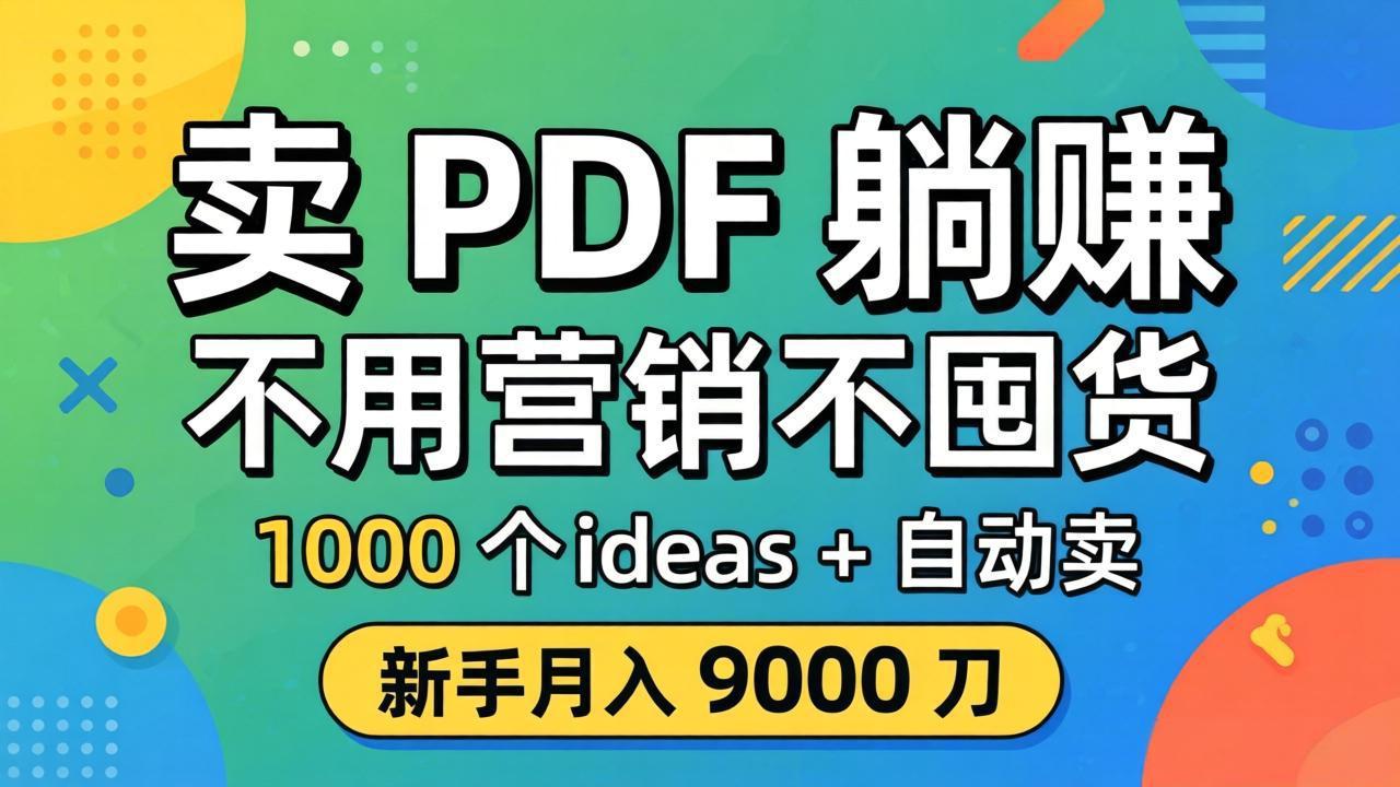 卖 PDF 躺赚？不用营销不囤货，1000 个 ideas + 自动卖，新手月入 9000 刀【原创双语字幕】-心思维创富网_网上创业教程_网络创业项目