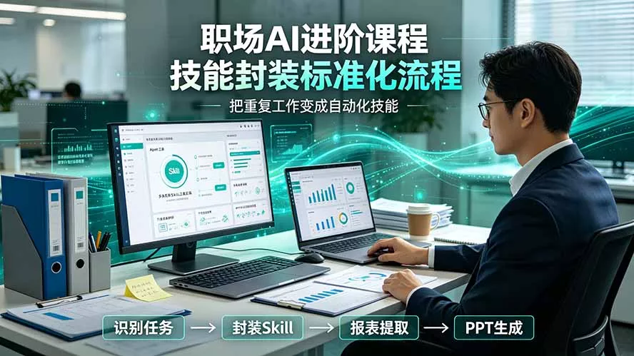 职场AI进阶课程；多类实用Skill工具实操，专属技能封装标准化流程，报表行业报告一键提取核心内容-心思维创富网_网上创业教程_网络创业项目