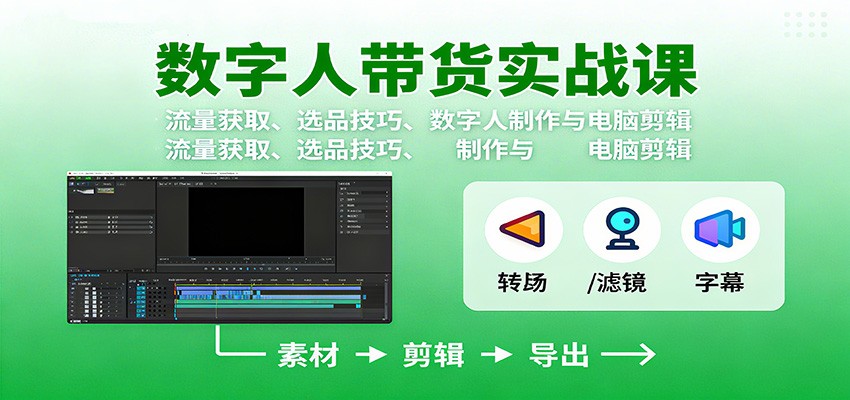 数字人变现实战课：流量获取、选品技巧、数字人制作与电脑剪辑-心思维创富网_网上创业教程_网络创业项目