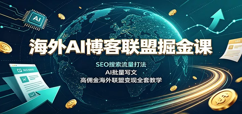 海外AI博客联盟掘金课：SEO搜索流量打法，AI批量写文，高佣金海外联盟变现全套教学-心思维创富网_网上创业教程_网络创业项目