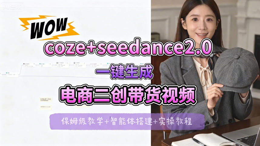 【Coze工作流搭建实操教程】seedance2.0+coze一键生成电商二创带货视频，全流程保姆级教学-心思维创富网_网上创业教程_网络创业项目