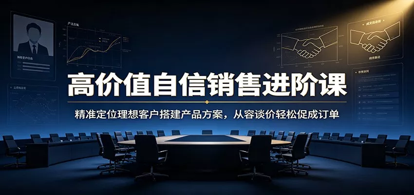高价值自信销售进阶课：精准定位理想客户搭建产品方案，从容谈价轻松促成订单-心思维创富网_网上创业教程_网络创业项目