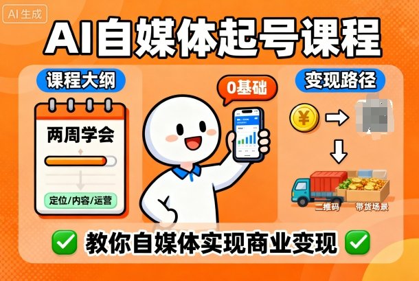 AI自媒体起号课程，0基础小白两周学会，教你自媒体实现商业变现-心思维创富网_网上创业教程_网络创业项目