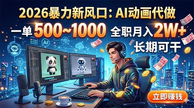 2026暴力新风口：AI动画代做，一单500~1000，全职月入2W+，长期可干-心思维创富网_网上创业教程_网络创业项目