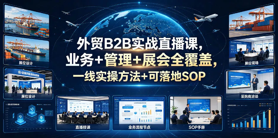 外贸B2B实战直播课，业务+管理+展会全覆盖，一线实操方法+可落地SOP-心思维创富网_网上创业教程_网络创业项目