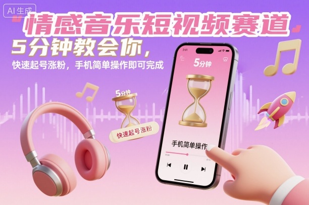 情感音乐短视频赛道，5分钟教会你，快速起号涨粉，手机简单操作即可完成-心思维创富网_网上创业教程_网络创业项目