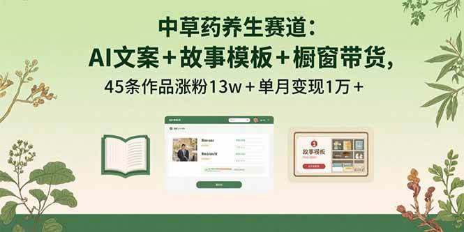 图片[1]-（15925期）中草药养生赛道：AI文案+故事模板+橱带货，45条作品涨粉13w+单月变现1万+-心思维创富网_网上创业教程_网络创业项目