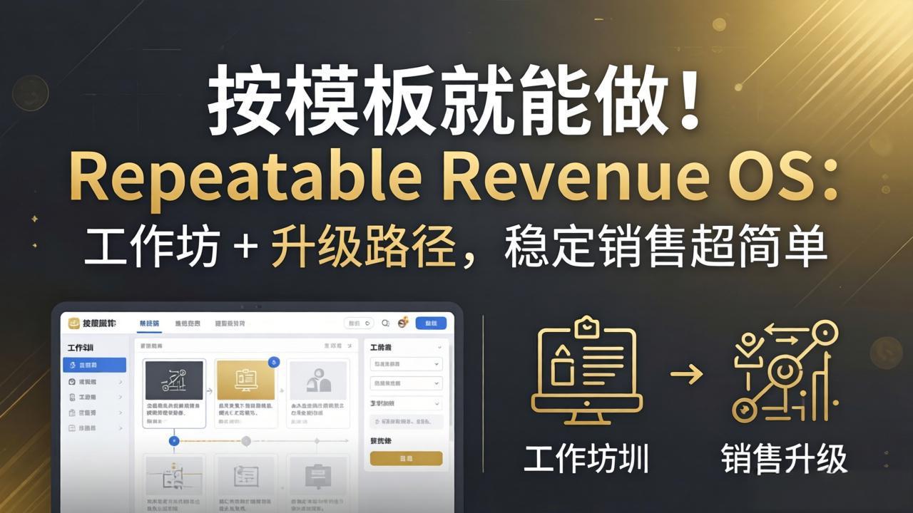 按模板就能做！Repeatable Revenue OS：工作坊 + 升级路径，稳定销售超简单-心思维创富网_网上创业教程_网络创业项目