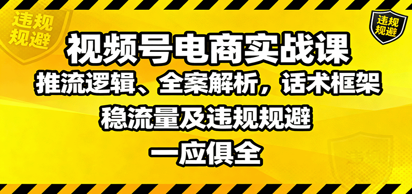 视频号电商实战课：推流逻辑、全案解析，话术框架，稳流量及违规规避等-心思维创富网_网上创业教程_网络创业项目