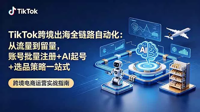 TikTok跨境出海全链路自动化：从流量到留量，账号批量注册+AI起号+选品策略一站式-心思维创富网_网上创业教程_网络创业项目