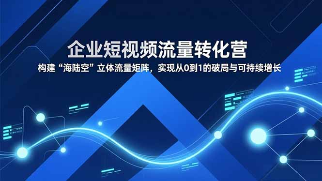 企业短视频流量转化营，构建“海陆空”立体流量矩阵，实现从0到1的破局与可持续增长-心思维创富网_网上创业教程_网络创业项目