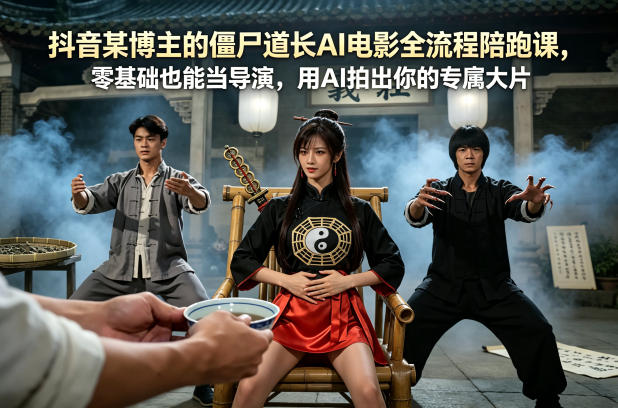 抖音某博主的僵尸道长AI电影全流程陪跑课，零基础也能当导演，用AI拍出你的专属大片-心思维创富网_网上创业教程_网络创业项目