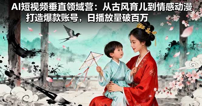 AI短视频垂直领域营：从古风育儿到情感动漫，打造爆款账号,日播放量破百万-心思维创富网_网上创业教程_网络创业项目
