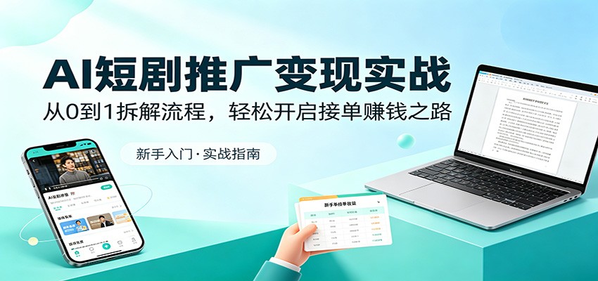 AI短剧推广变现实战：从0到1拆解流程，轻松开启接单赚钱之路-心思维创富网_网上创业教程_网络创业项目