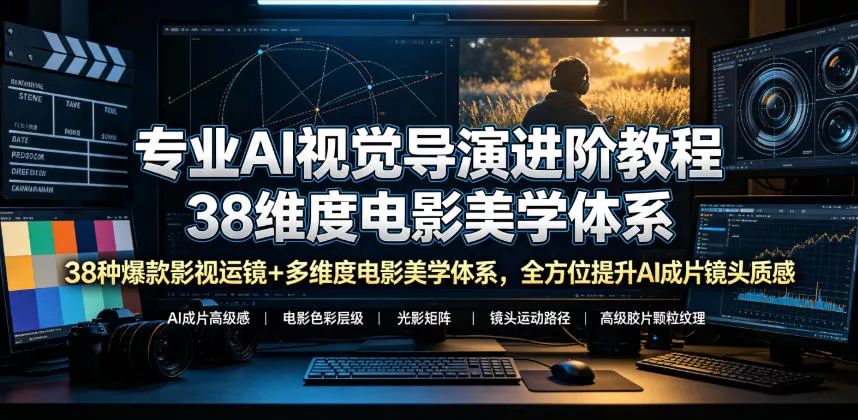 专业AI视觉导演进阶教程，38种爆款影视运镜+多维度电影美学体系，全方位提升AI成片高级感与镜头质感-心思维创富网_网上创业教程_网络创业项目