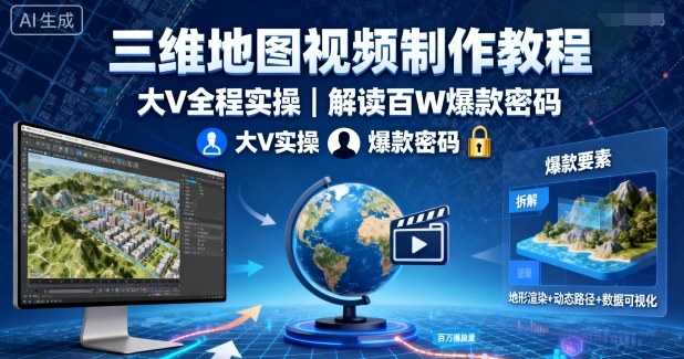 三维地图视频制作教程，大V全程实操，解读百W爆款密码-心思维创富网_网上创业教程_网络创业项目