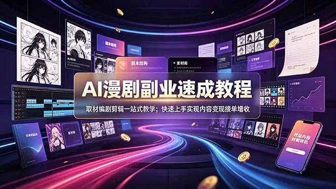 AI漫剧副业速成教程，取材编剧剪辑一站式教学；快速上手实现内容变现接单增收-心思维创富网_网上创业教程_网络创业项目