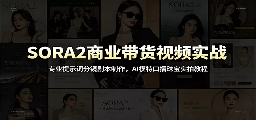 SORA2商业带货视频实战：专业提示词分镜剧本制作，AI模特口播珠宝实拍教程-心思维创富网_网上创业教程_网络创业项目