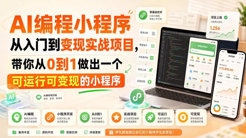 AI编程小程序从入门到变现实战项目，带你从0到1做出一个可运行可变现的小程序-心思维创富网_网上创业教程_网络创业项目