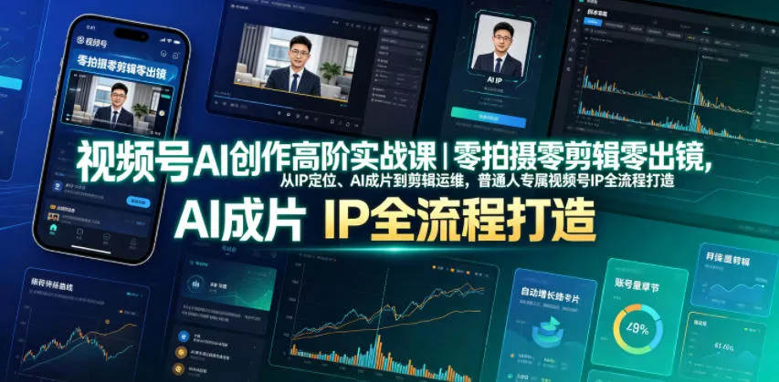 视频号AI创作高阶实战课｜零拍摄零剪辑零出镜，从IP定位、AI成片到剪辑运维，普通人专属视频号IP全流程打造-心思维创富网_网上创业教程_网络创业项目