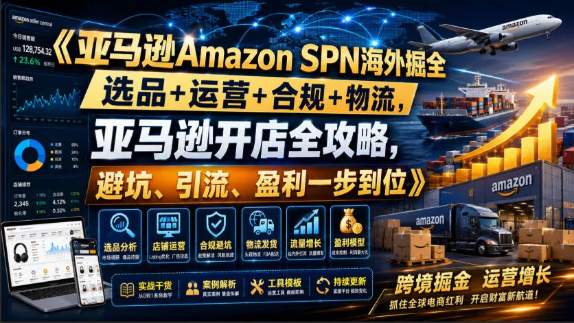 亚马逊Amazon SPN海外掘全，选品+运营+合规+物流，亚马逊开店全攻略，避坑、引流、盈利一步到位-心思维创富网_网上创业教程_网络创业项目