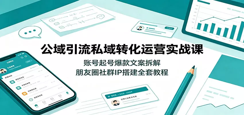 公域引流私域转化运营实战课：账号起号爆款文案拆解，朋友圈社群IP搭建全套教程-心思维创富网_网上创业教程_网络创业项目